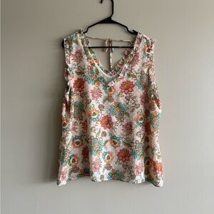 Cato Floral Tank Top Sleeveless Relaxed Fit Size XL